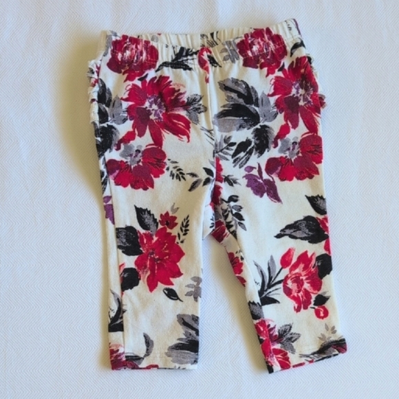 old navy red floral stretch cotton ruffle leggings pants 3-6 months baby girl - Picture 1 of 6